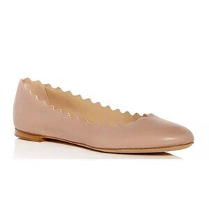 Chloe Lauren Scalloped Ballet Flat in Cream Size 37